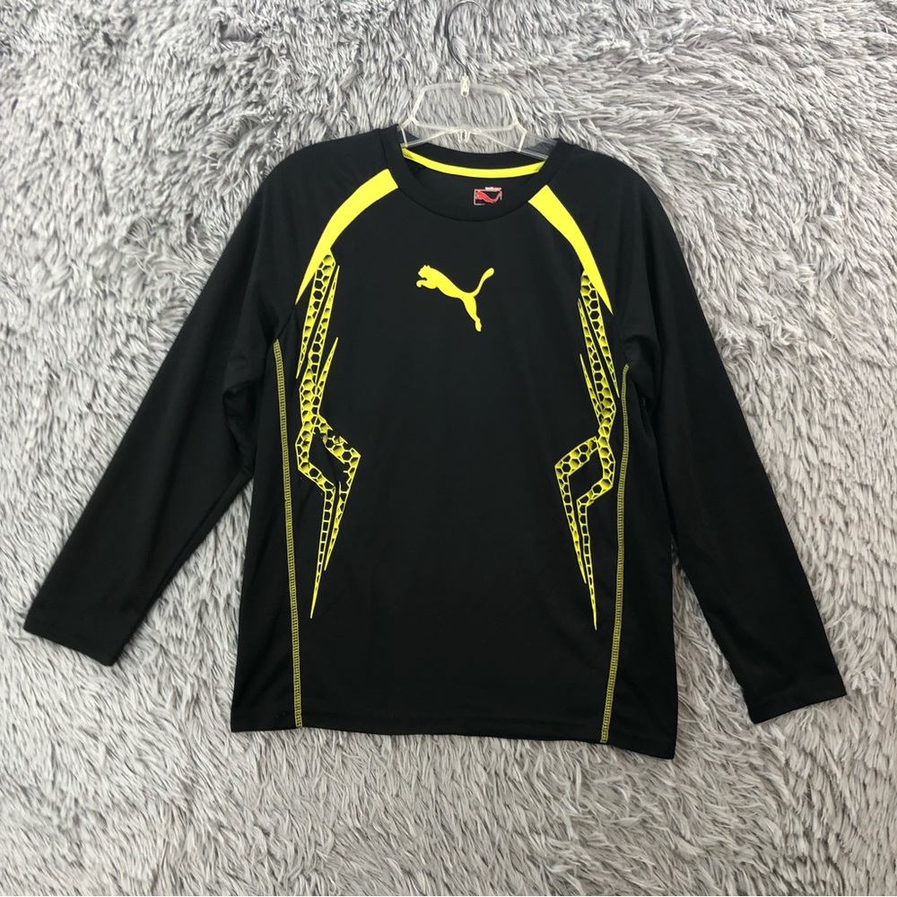 Puma Shirt Boys XXL Logo Long Sleeve Cool Cell Athletic Black Yellow
